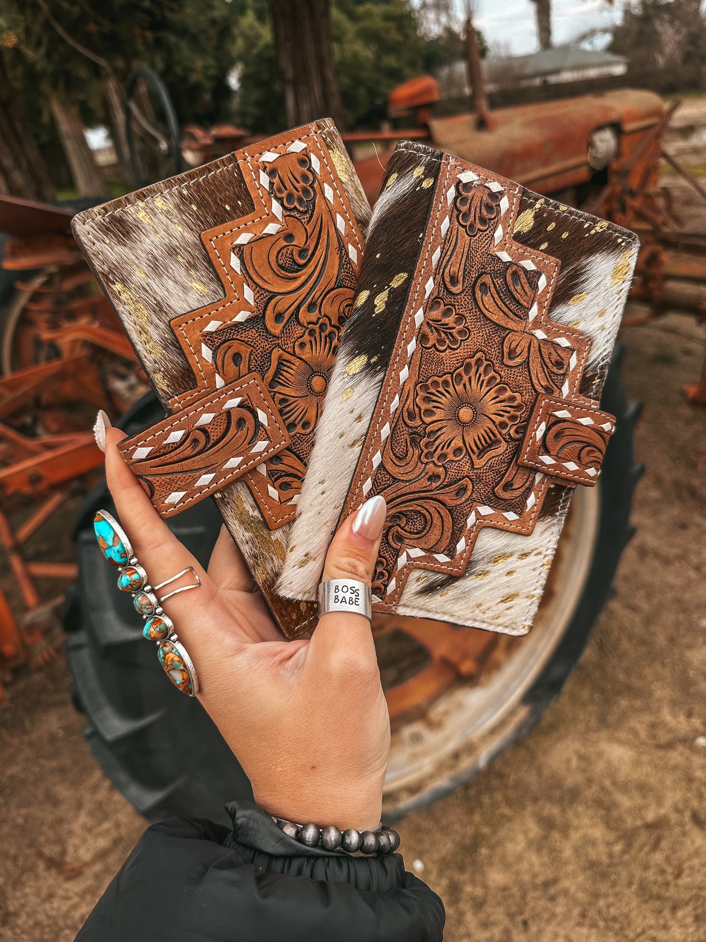 The Gold Foil Cowhide Lancaster Wallet a Haute Southern Hyde by Beth Marie Exclusive