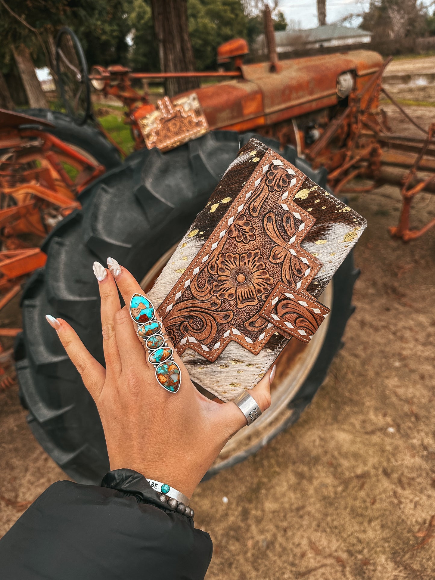 The Gold Foil Cowhide Lancaster Wallet a Haute Southern Hyde by Beth Marie Exclusive