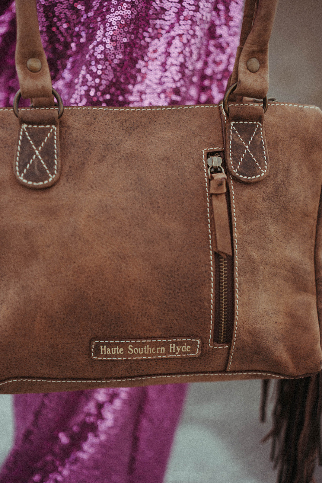 The Brabus Concealed Carry a Haute Southern Hyde by Beth Marie Exclusive Cowhide Fringe Purse