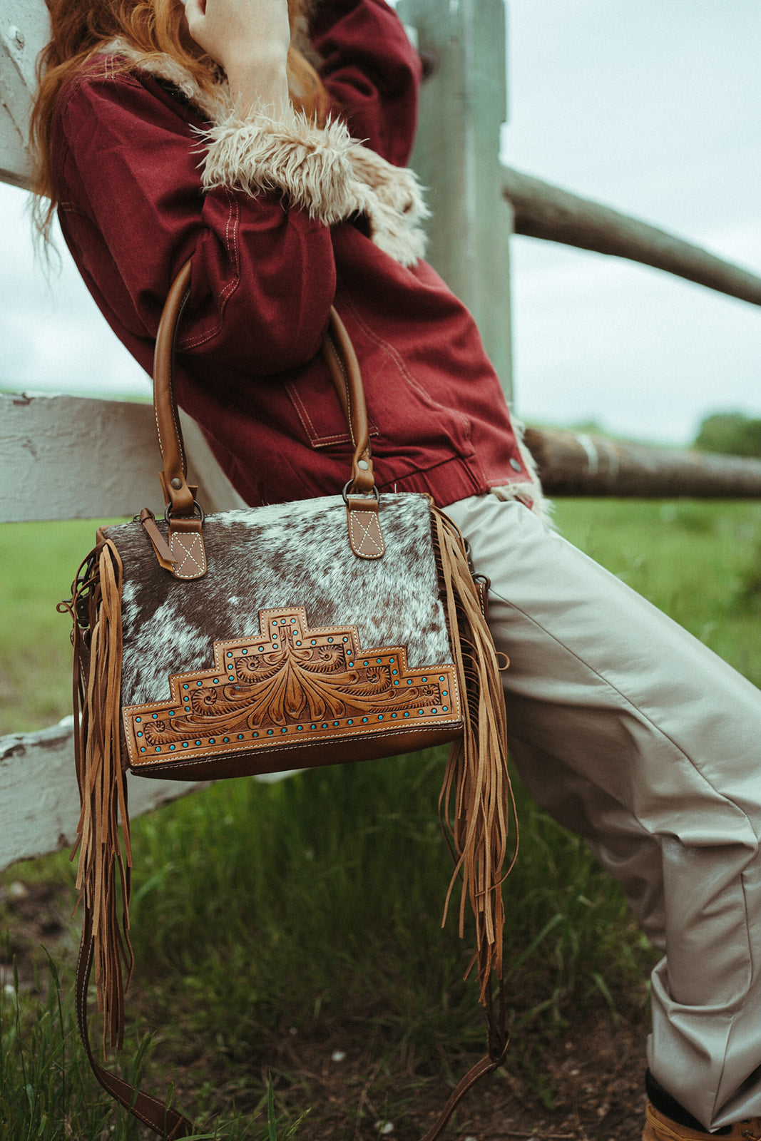 The Zebedee Concealed Carry a Haute Southern Hyde by Beth Marie Exclusive Cowhide Fringe Purse