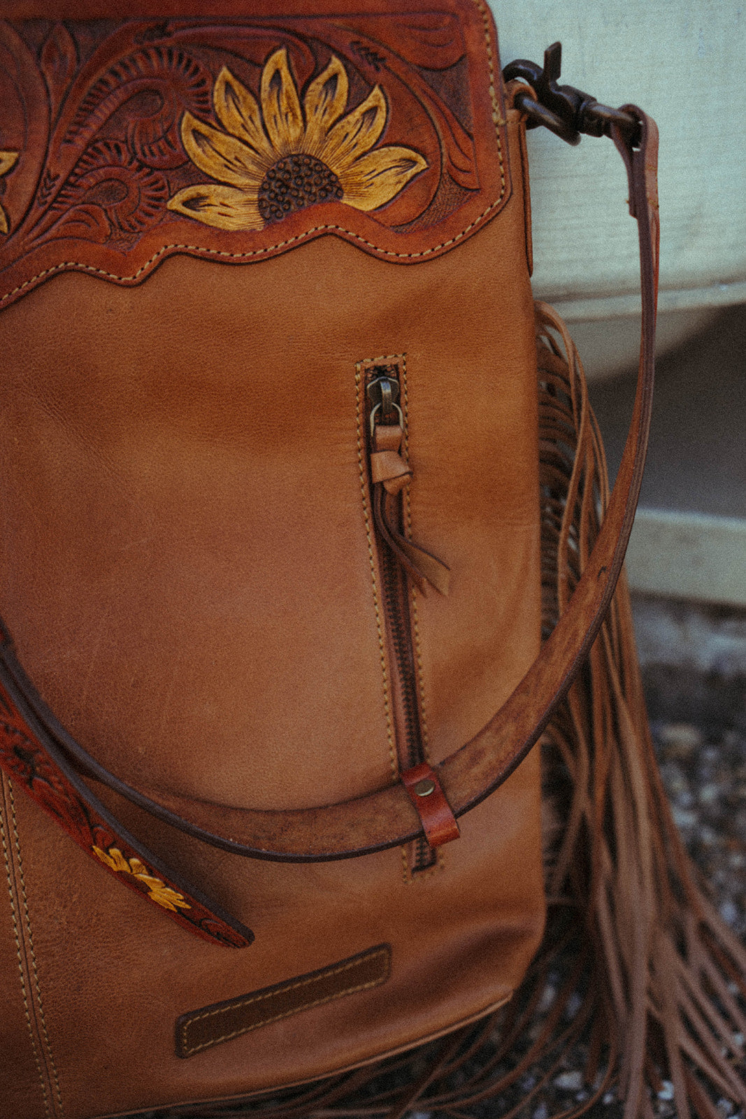 The Sunflower Tote A Haute Southern Hyde by Beth Marie Exclusive Cowhide Tooled Tote