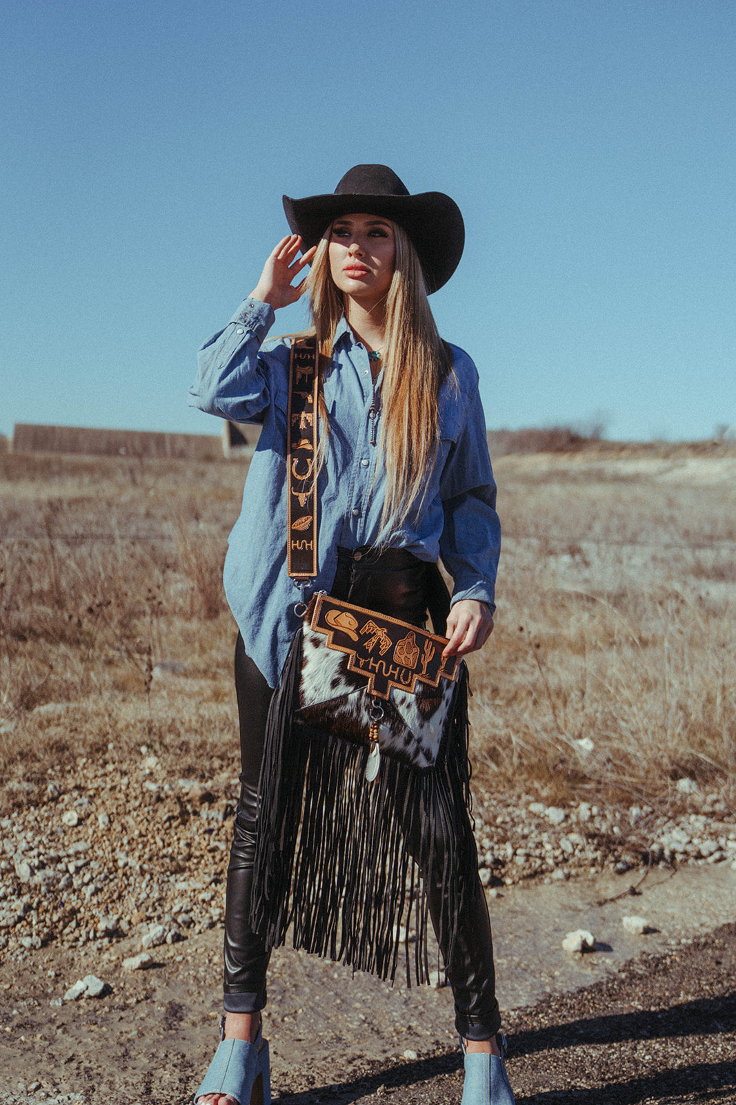 The Western & Branded Crossbody a Haute Southern Hyde by Beth Marie Exclusive Cowhide Tooled Purse