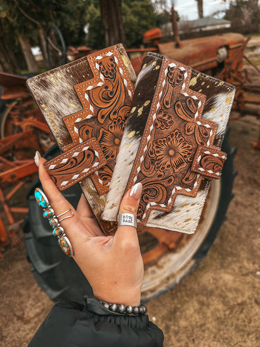 The Gold Foil Cowhide Lancaster Wallet a Haute Southern Hyde by Beth Marie Exclusive