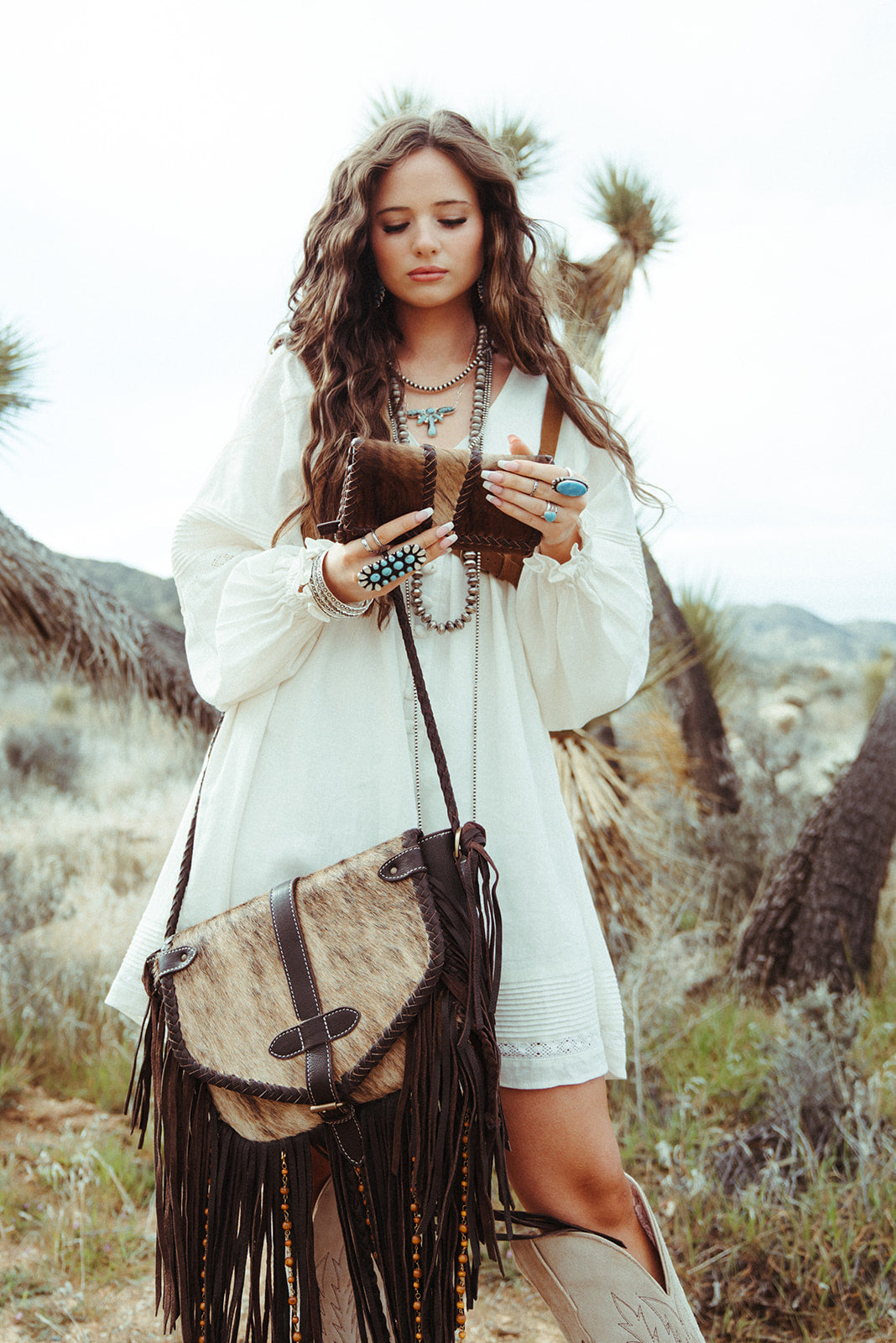 Haute sold Southern Hyde x Beth Marie Thunderbird n Free Crossbody Cowhide Fringe Pur