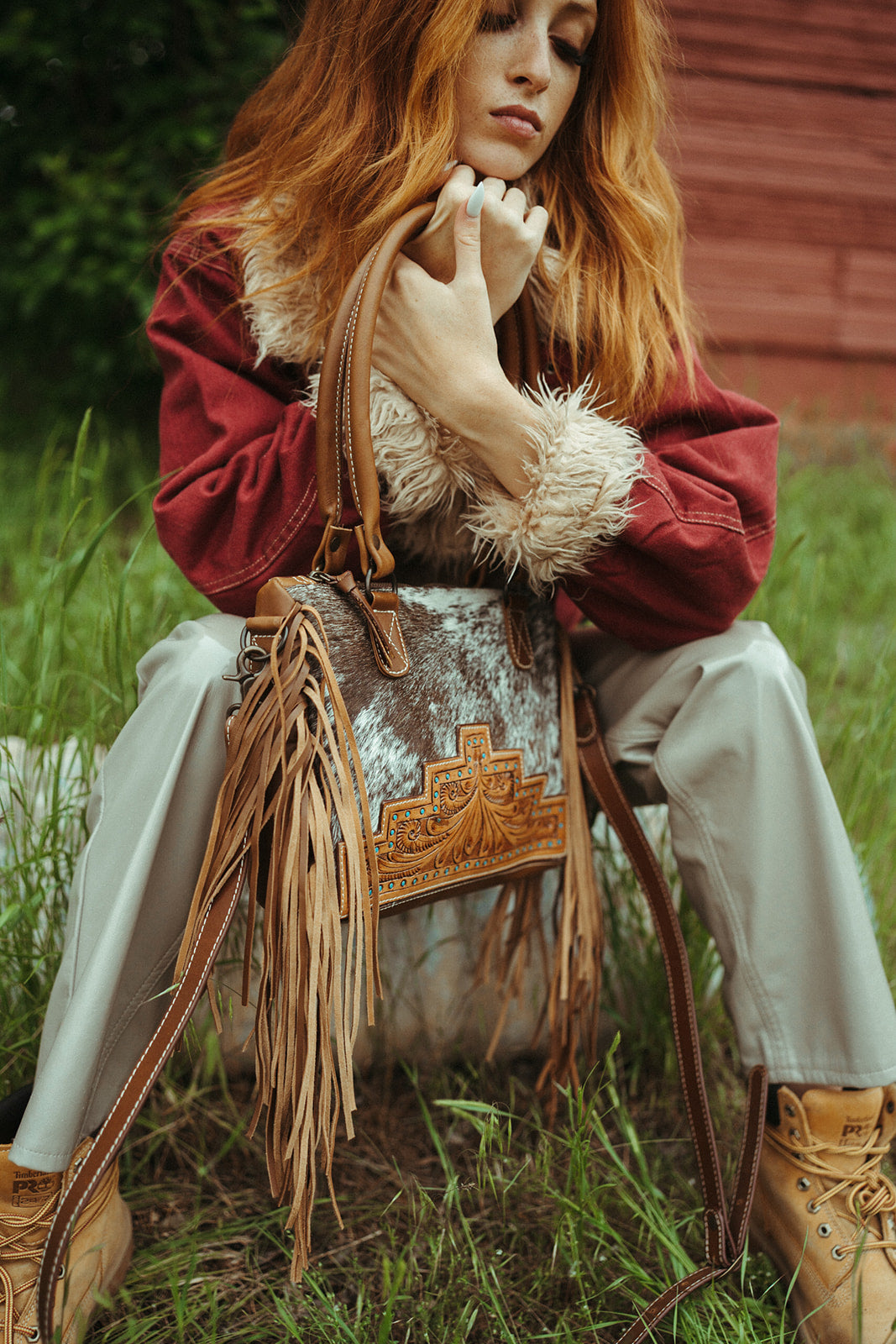 The Zebedee Concealed Carry a Haute Southern Hyde by Beth Marie Exclusive Cowhide Fringe Purse