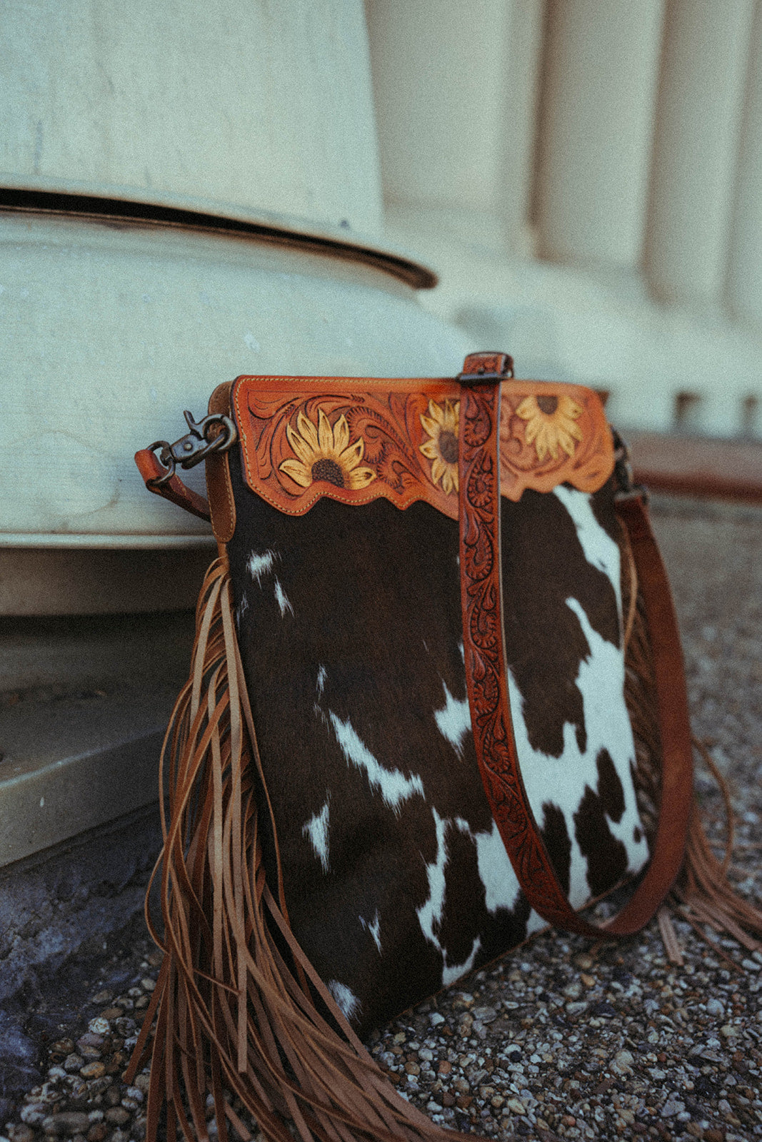 The Sunflower Tote A Haute Southern Hyde by Beth Marie Exclusive Cowhide Tooled Tote