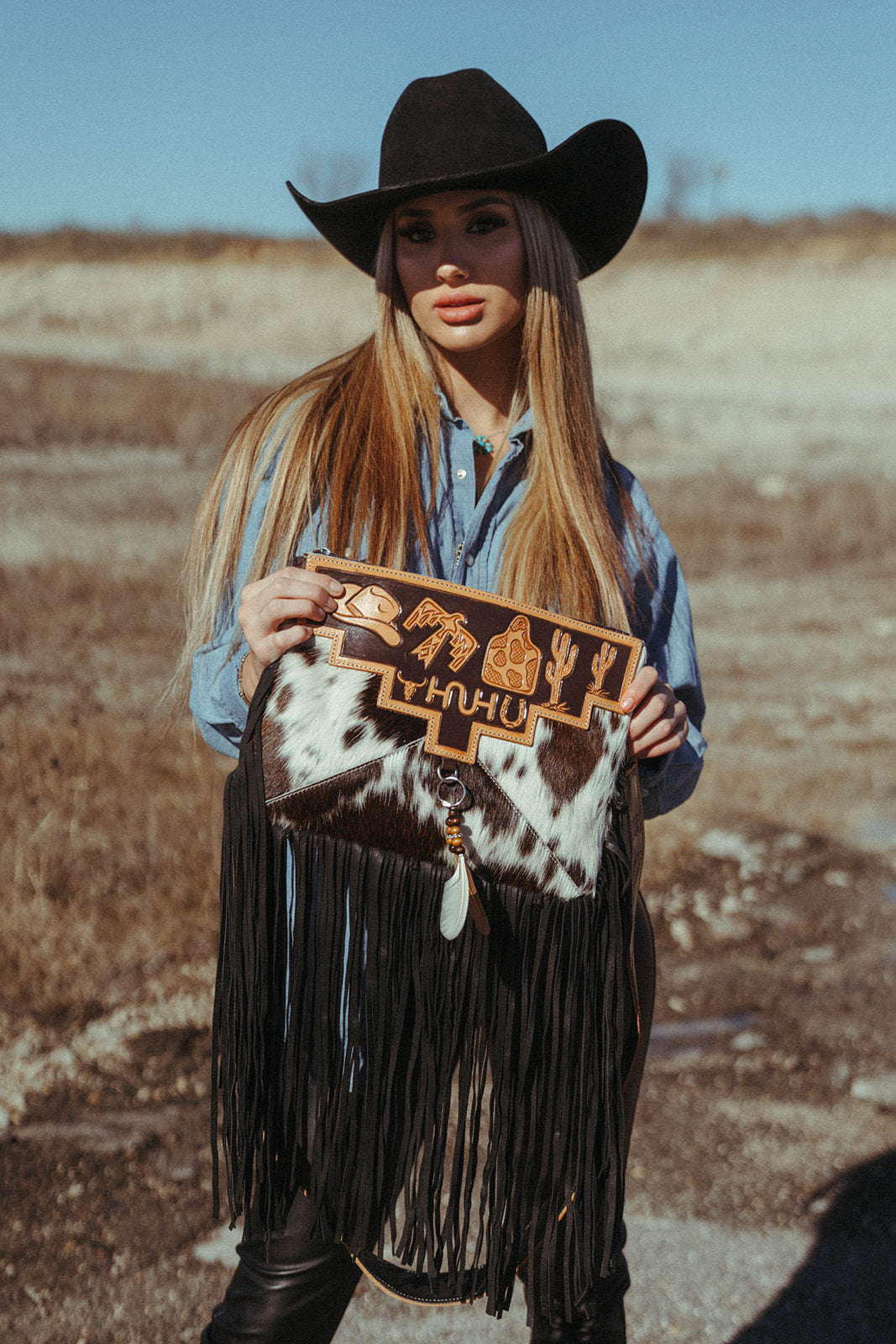 The Western & Branded Crossbody a Haute Southern Hyde by Beth Marie Exclusive Cowhide Tooled Purse