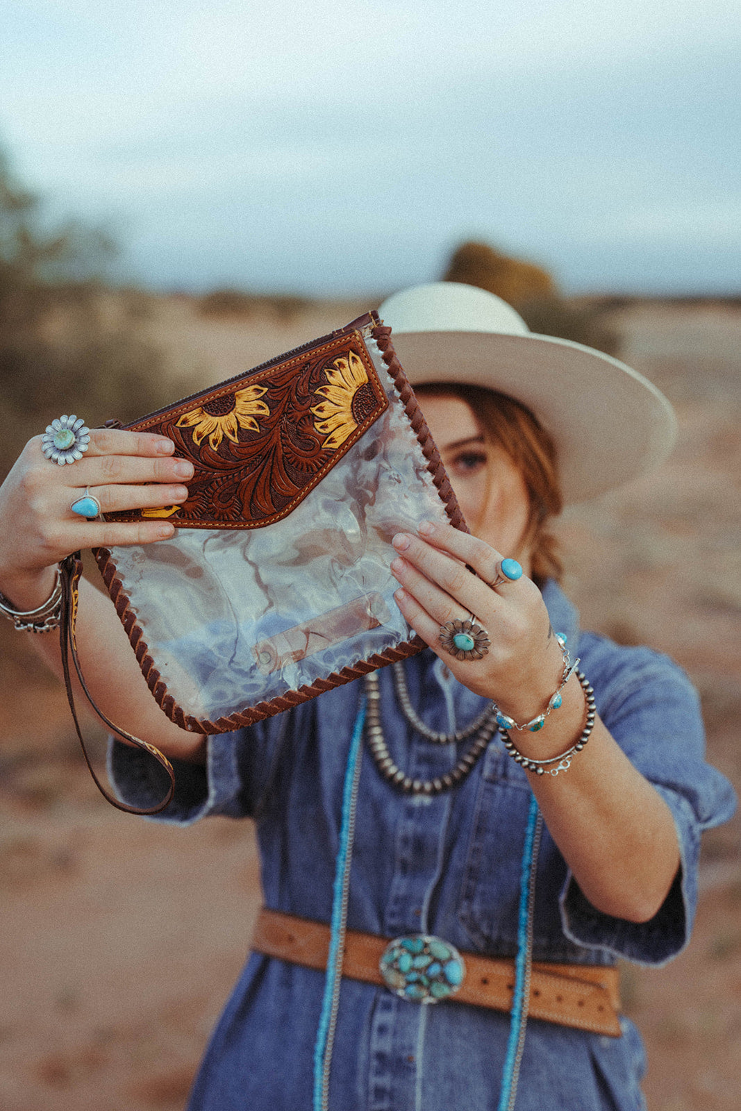 The Sunflower Fields Clear Bag a Haute Southern Hyde By Beth Marie Exclusive