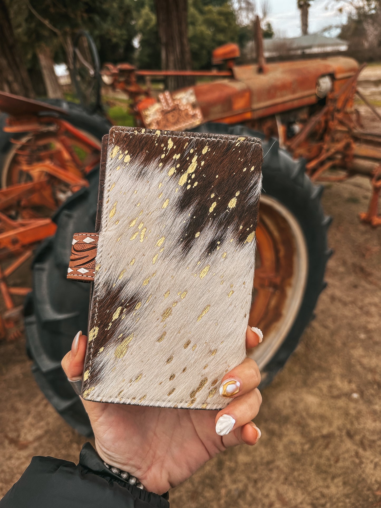 The Lancaster Wallet (Gold Splattered Cowhide) a Haute Southern Hyde by Beth Marie Exclusive