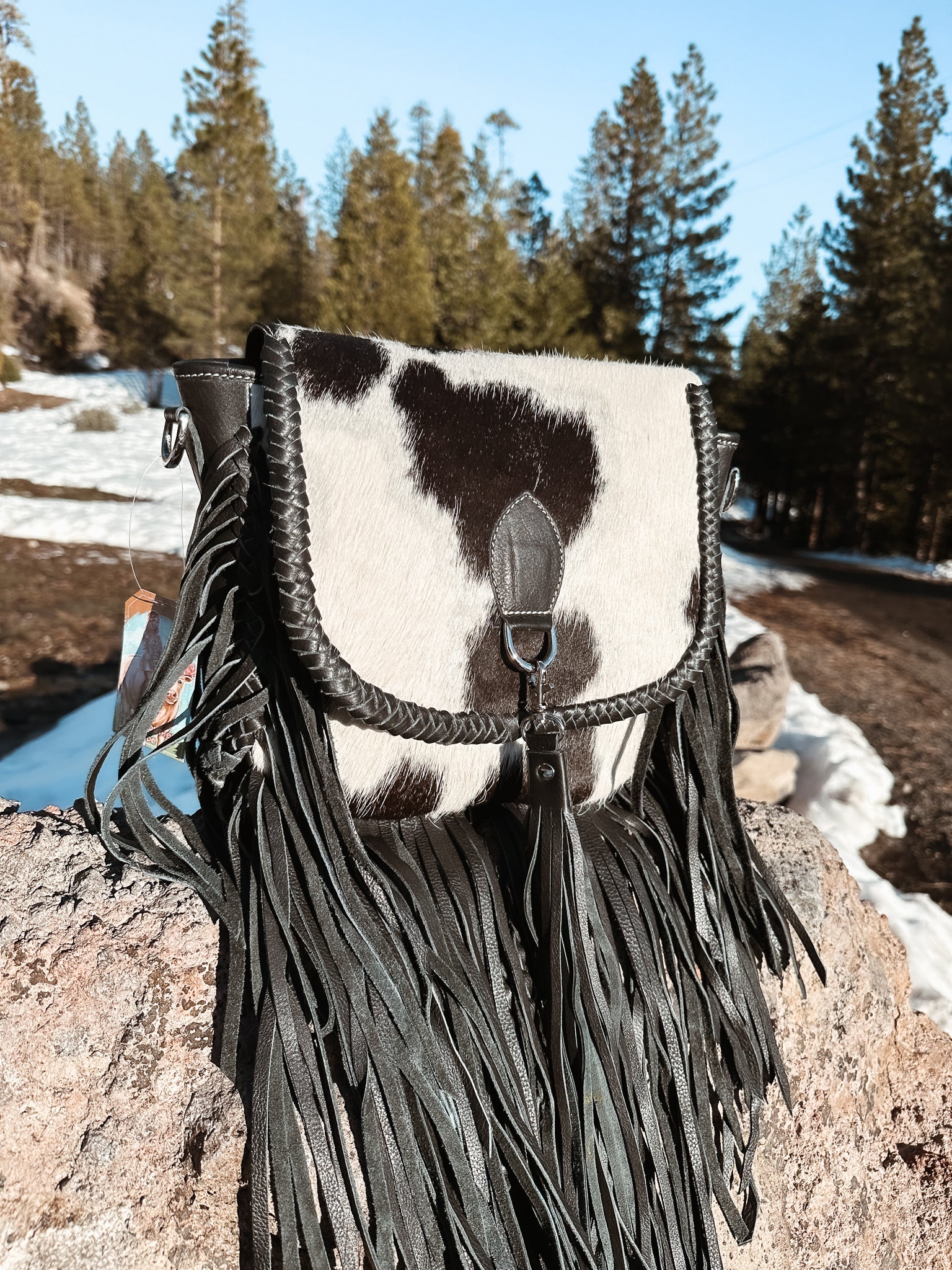 Cowhide And Fringe Purse