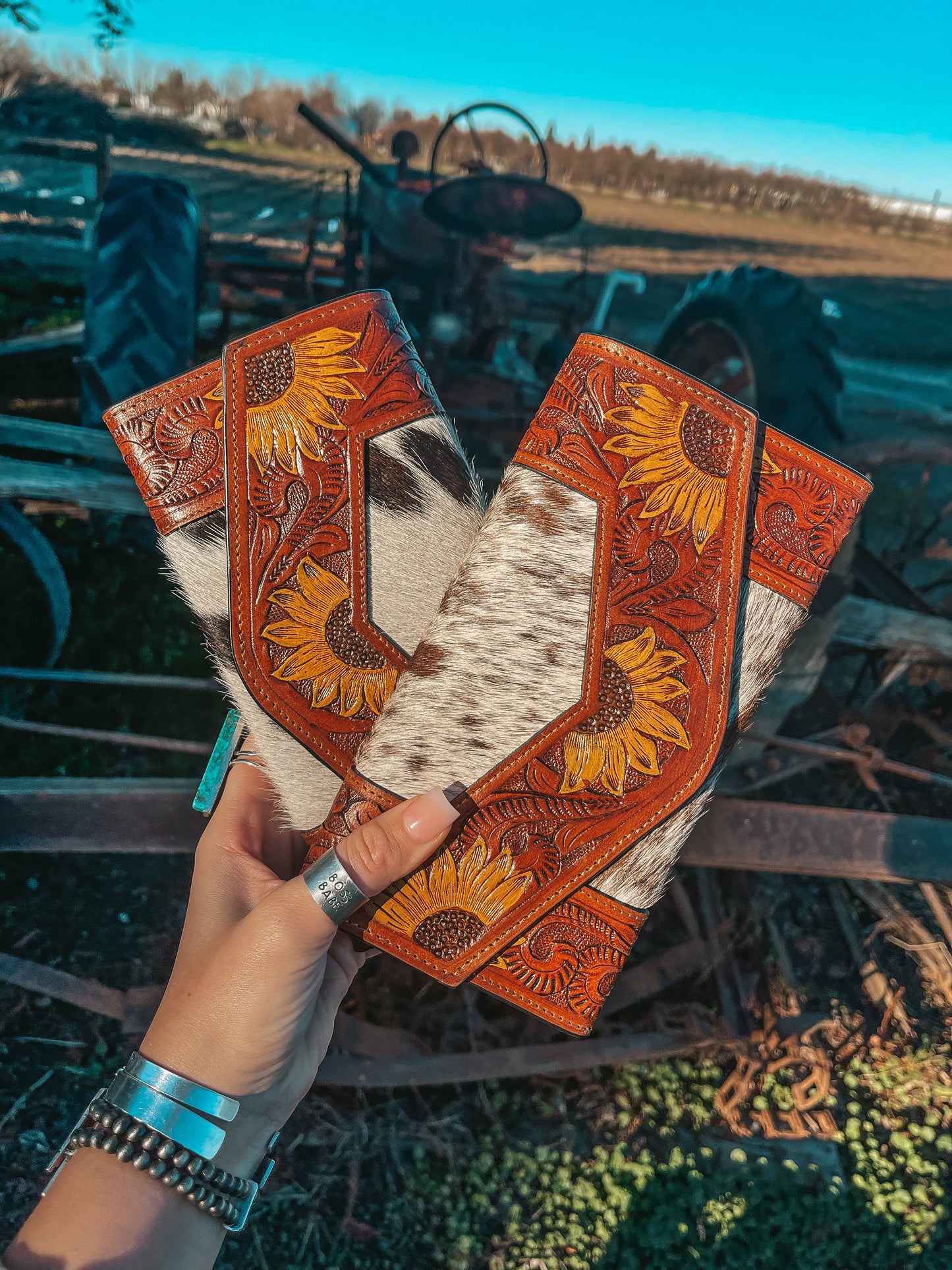 The Ellie Sunflower Wallet a Haute Southern Hyde by Beth Marie Cowhide Wallet