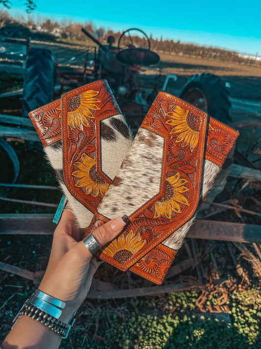 The Ellie Sunflower Wallet a Haute Southern Hyde by Beth Marie Cowhide Wallet