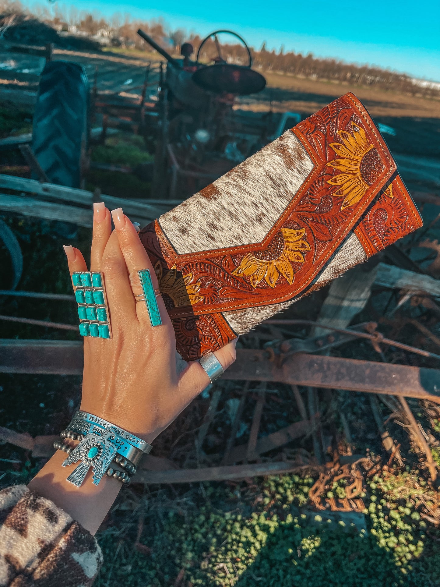 The Ellie Sunflower Wallet a Haute Southern Hyde by Beth Marie Cowhide Wallet